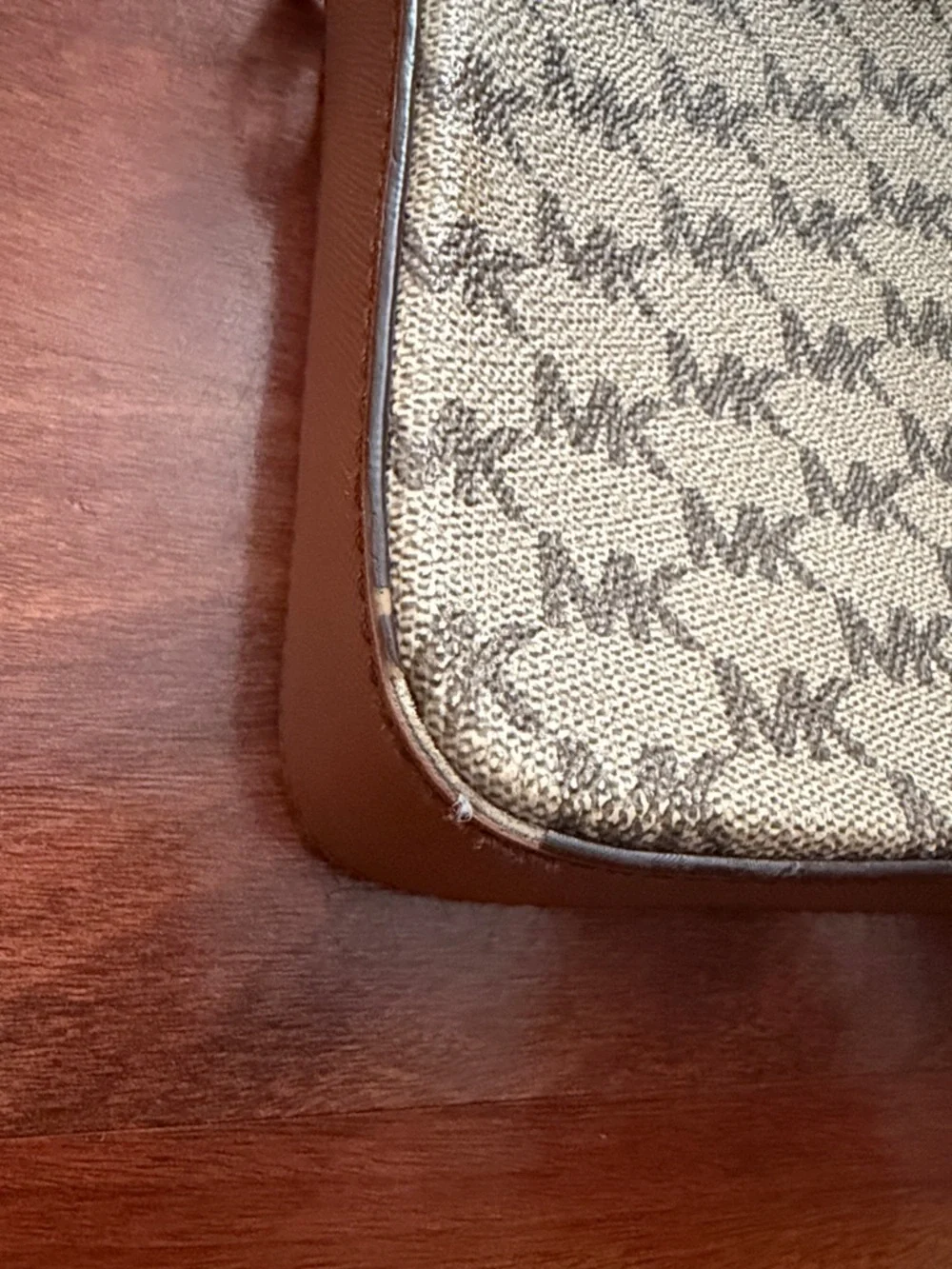 Michael Kors Beige Brown Signature MK Crossbody Bag